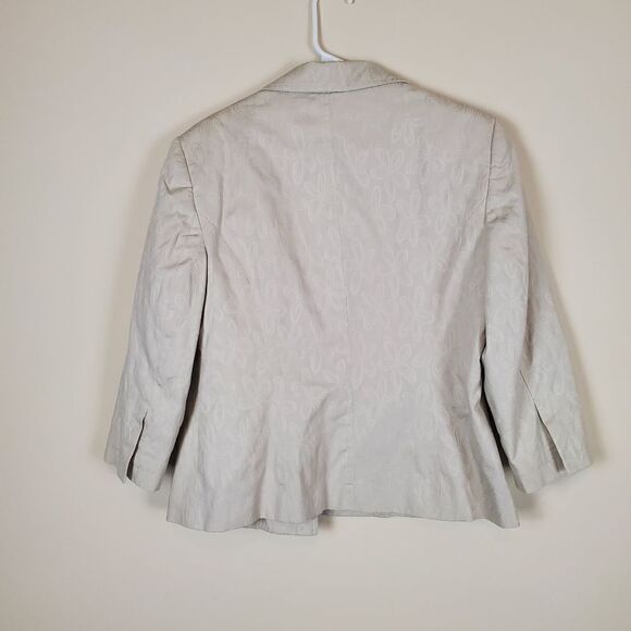 Tribal Flower Print Tan Blazer Jacket Size 12 - Picture 6 of 8
